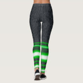 Neon Green Leg Stripes Spandex Leggings (Achterkant)