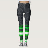 Neon Green Leg Stripes Spandex Leggings (Voorkant)