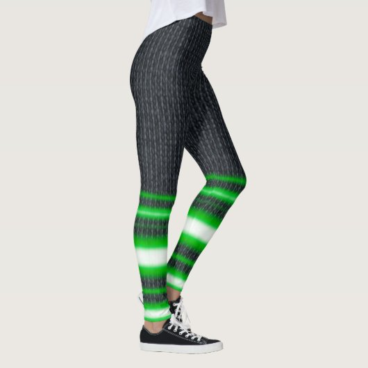 Neon Green Leg Stripes Spandex Leggings (Rechts)