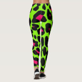 Neon Green Leopard Print Leggings (Achterkant)