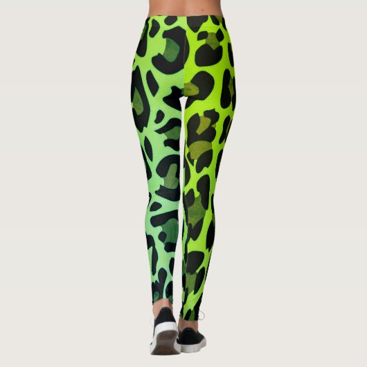 Neon Green Leopard print Leggings (Achterkant)