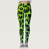 Neon Green Leopard print Leggings (Voorkant)