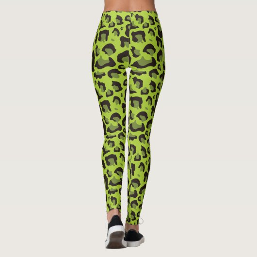 Neon Green Leopard Print Leggings (Achterkant)