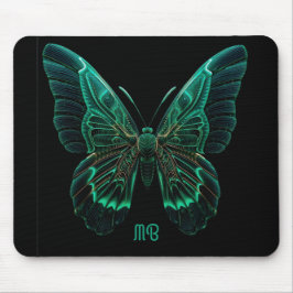 Neon Green Luminescent Butterfly Art Muismat