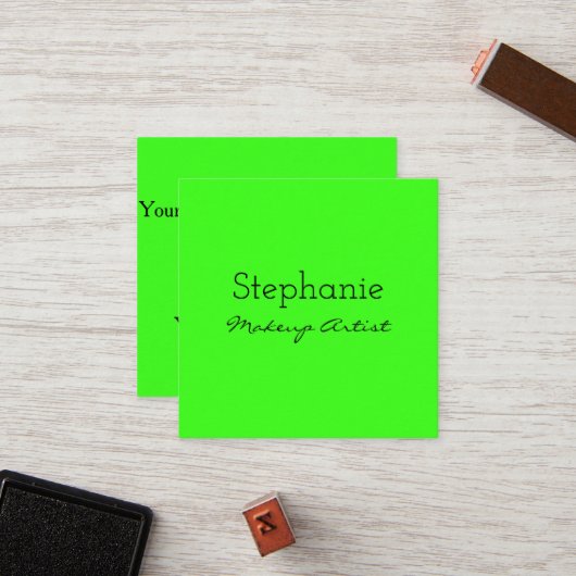 Neon Green Makeup Artist Salon Helderkleurig Klantenkaartje (Voorkant / Achterkant in situ)