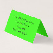 Neon Green Makeup Artist Salon Helderkleurig Visitekaartje (Achterkant)