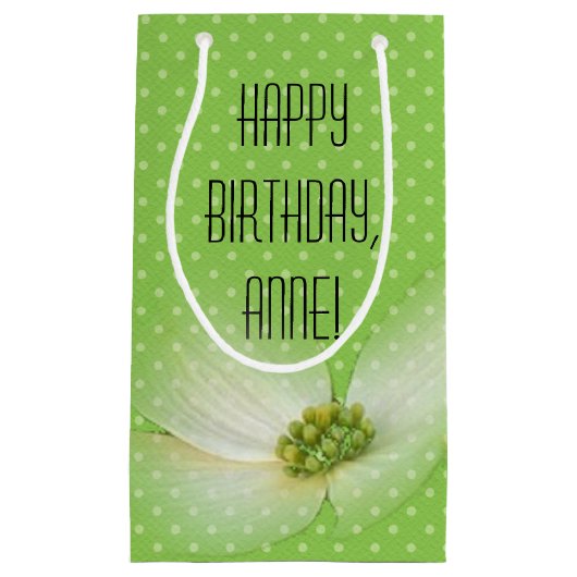 Neon green met cosmos bloemverjaardag klein cadeauzakje (Voorkant)