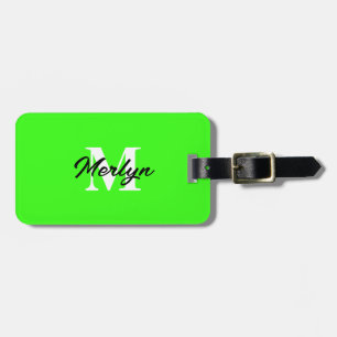 Neon Green Monogram Initiaal Aangepaste naam helde Bagagelabel
