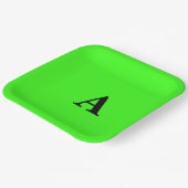 Neon Green Monogram Initiaal White Custom Cute 202 Papieren Bordje (Gebogen)