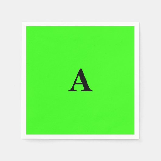 Neon Green Monogram Initiaal White Custom Modern Servet (Voorkant)