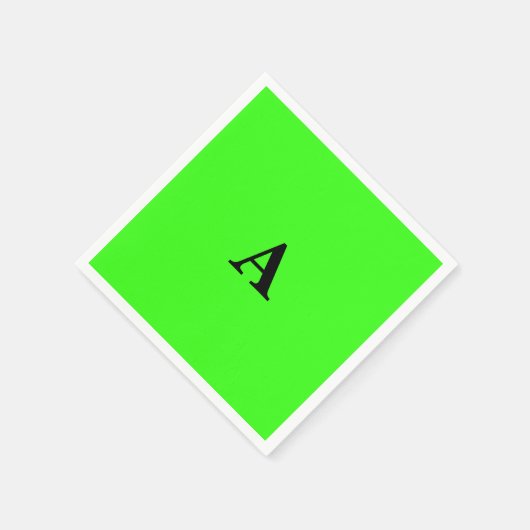 Neon Green Monogram Initiaal White Custom Modern Servet (Hoek)