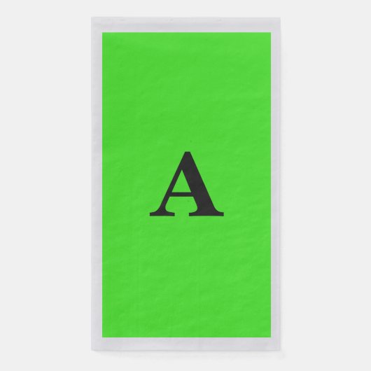 Neon Green Monogram Initiaal White Custom Silver Servet (Voorkant)