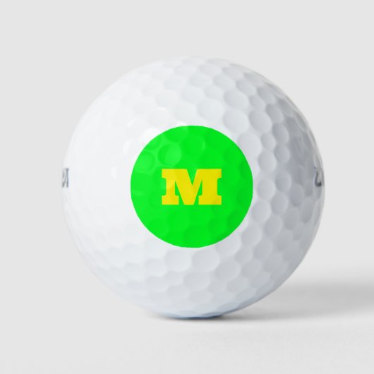 Neon Green Monogrammed Trendy Golfer Bright Golfballen (Voorkant)