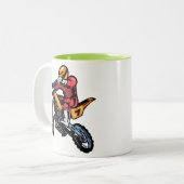 Neon Green Motocross Tweekleurige Koffiemok (Voorkant links)
