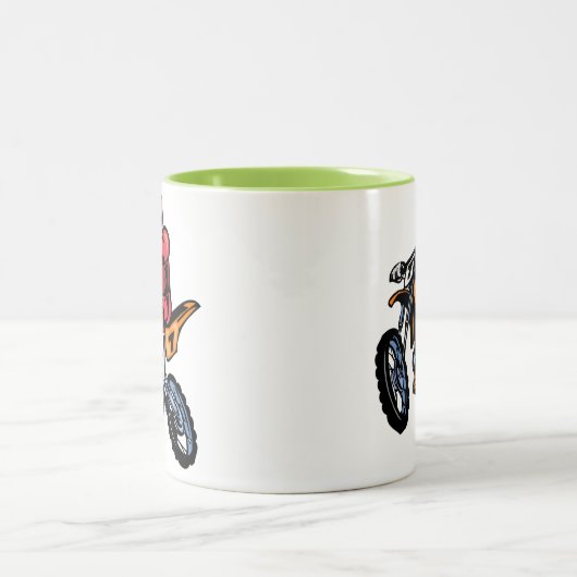 Neon Green Motocross Tweekleurige Koffiemok (Center)