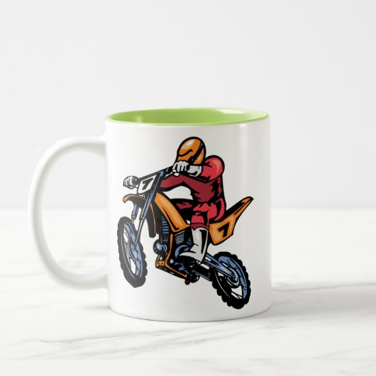 Neon Green Motocross Tweekleurige Koffiemok (Links)