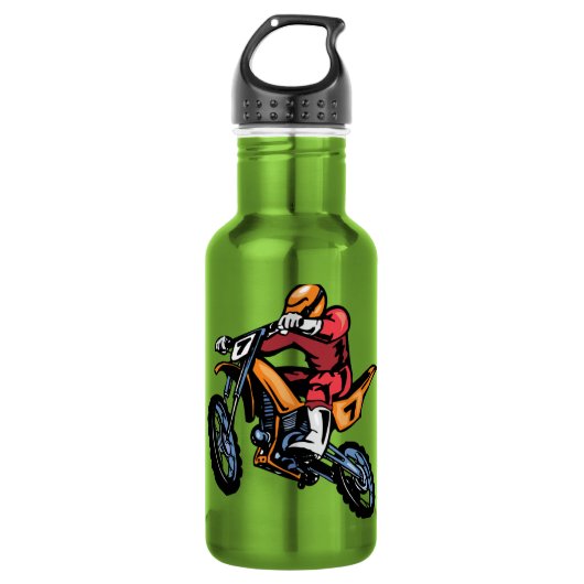Neon Green Motocross Waterfles (Voorkant)
