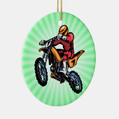 Neon Green Motorcross Keramisch Ornament (Rechts)