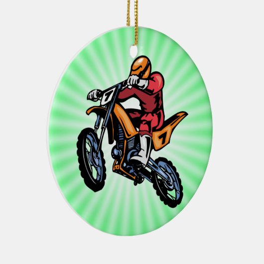 Neon Green Motorcross Keramisch Ornament (Rechts)