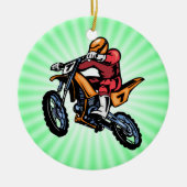 Neon Green Motorcross Keramisch Ornament (Voorkant)