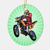 Neon Green Motorcross Keramisch Ornament (Links)