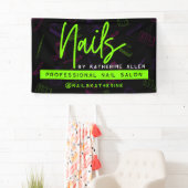 Neon Green Nails Nail Salon Sign Spandoek (Insitu)