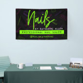 Neon Green Nails Nail Salon Sign Spandoek (Beurs)