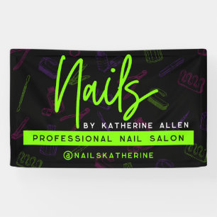 Neon Green Nails Nail Salon Sign Spandoek