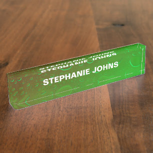 Neon Green Ombre Water Abstract Art Monogram Naam Naambordje