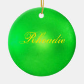 Neon Green Personalized Holiday Keramisch Ornament (Voorkant)