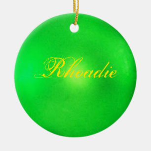 Neon Green Personalized Holiday Keramisch Ornament