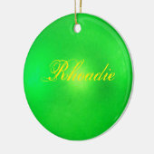 Neon Green Personalized Holiday Keramisch Ornament (Links)
