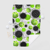 Neon Green Pickleball Pattern Sweat Towel Golfhanddoek (Insitu)