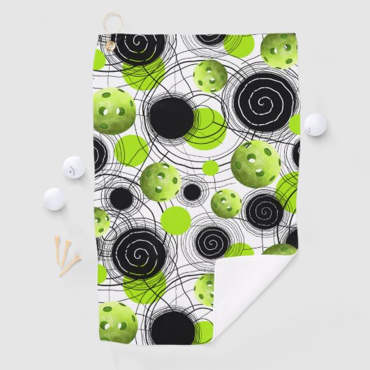 Neon Green Pickleball Pattern Sweat Towel Golfhanddoek (Insitu)
