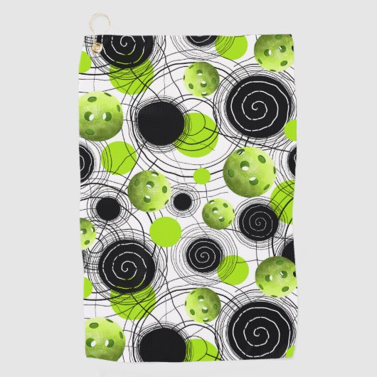 Neon Green Pickleball Pattern Sweat Towel Golfhanddoek (Voorkant)