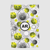 Neon Green Pickleballen Initialen Sweat Towel Golfhanddoek (Voorkant)