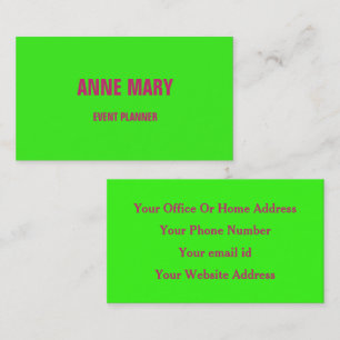 Neon Green Pink Bright Colorful Weddings Events Visitekaartje