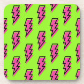 Neon Green & Pink Lightning Bolt Pattern (80/90) Bier Onderzetter (Voorkant)