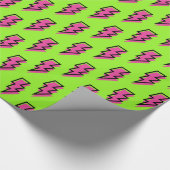 Neon Green & Pink Lightning Bolt Pattern (80/90) Cadeaupapier (Hoek)