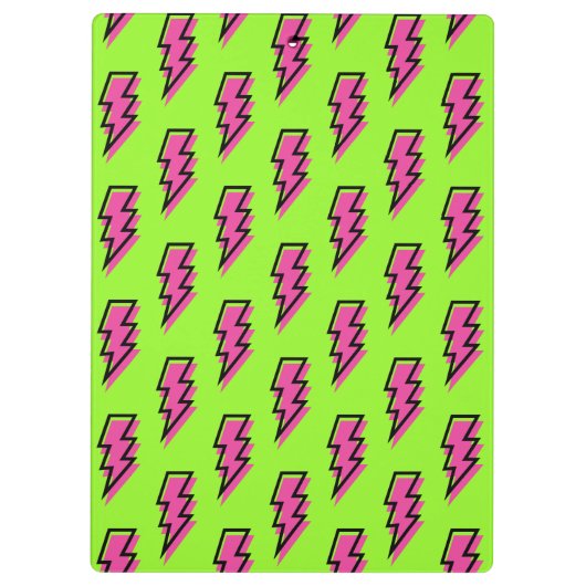 Neon Green & Pink Lightning Bolt Pattern (80/90) Klembord (Achterkant)