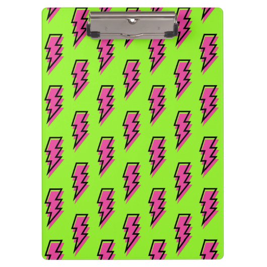 Neon Green & Pink Lightning Bolt Pattern (80/90) Klembord (Voorkant)