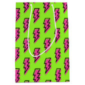 Neon Green & Pink Lightning Bolt Pattern (80/90) Medium Cadeauzakje (Voorkant)