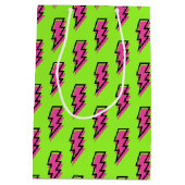 Neon Green & Pink Lightning Bolt Pattern (80/90) Medium Cadeauzakje (Achterkant)