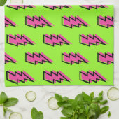 Neon Green & Pink Lightning Bolt Pattern (80/90) Theedoek (Gevouwen)