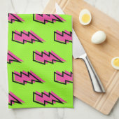 Neon Green & Pink Lightning Bolt Pattern (80/90) Theedoek (Quarter Fold)