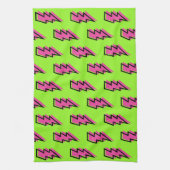 Neon Green & Pink Lightning Bolt Pattern (80/90) Theedoek (Verticaal)