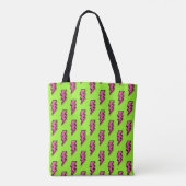 Neon Green & Pink Lightning Bolt Pattern (80/90) Tote Bag (Achterkant)
