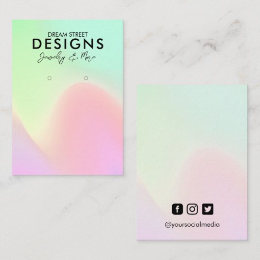 Neon Green Pink Rainbow Earring Display Kaart Visitekaartje (Voorkant / Achterkant)