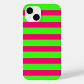 Neon Green & Pink Striped iPhone Case – Customize (Achterkant)