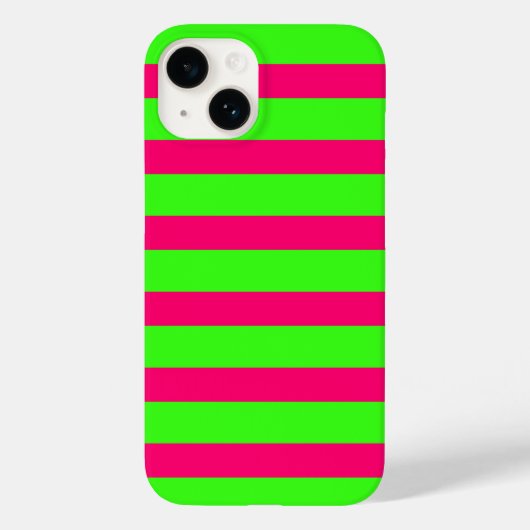 Neon Green & Pink Striped iPhone Case – Customize (Achterkant)